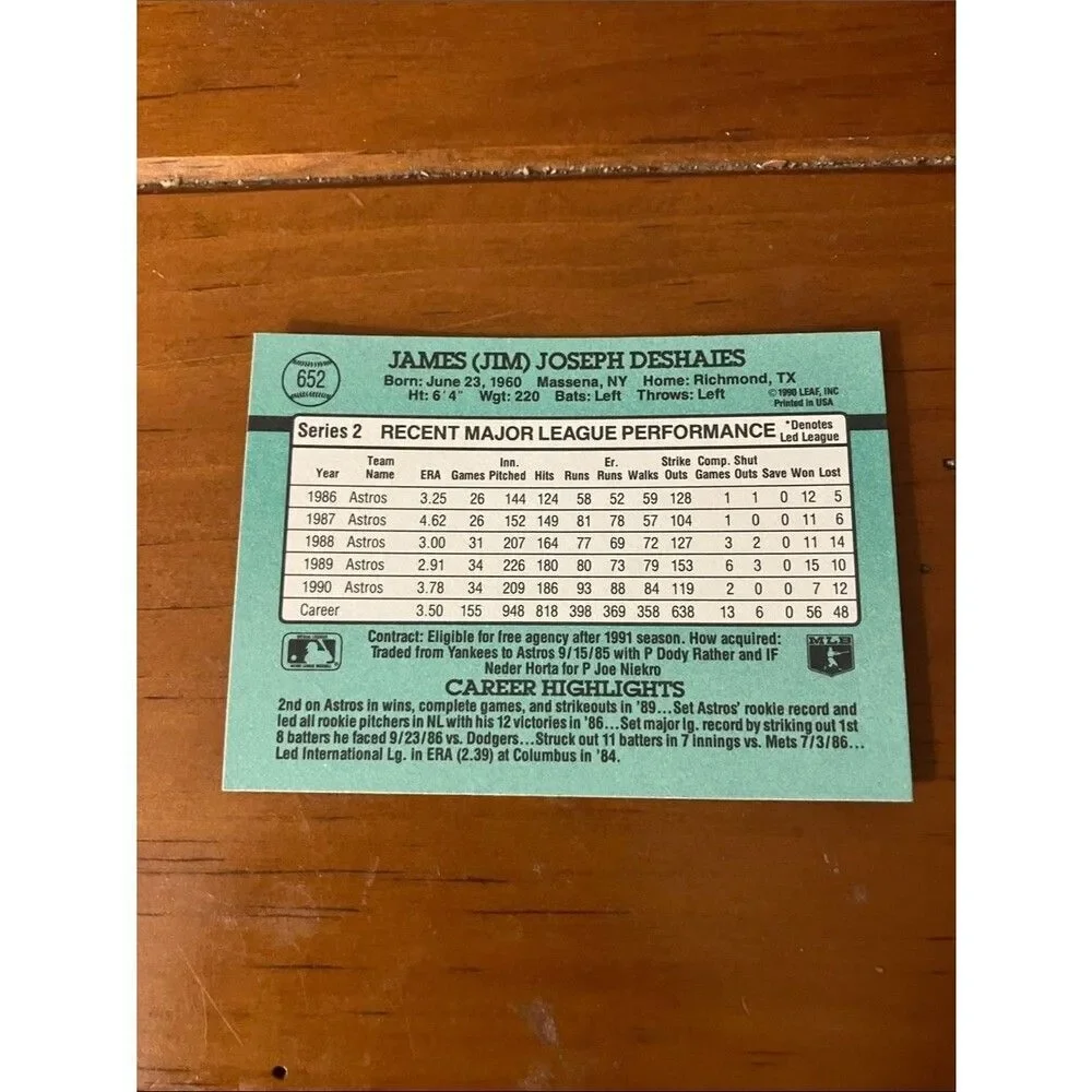1991 Donruss Houston Astros Baseball Card Trading Card
